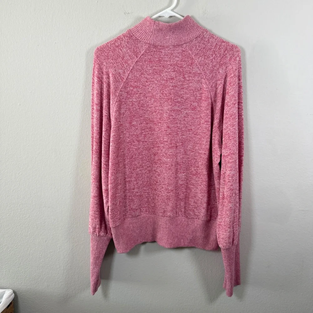 Maeve Anthropologie Pink‎ Marl Mock Neck Raglan Sweater Womens Medium